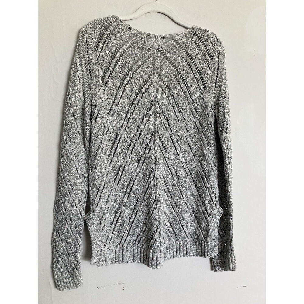 LOFT Ann Taylor Bundle of Tops LARGE Velour Cowl Neck & Open Knit Sweater Gray - Picture 15 of 16